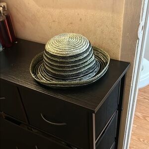 Stylish Blue and Black Straw Hat